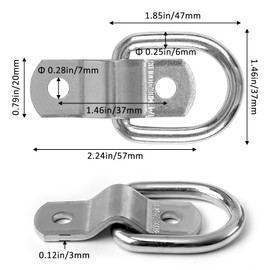 24 Pack D Ring Tie Down Anchors 1/4" Heavy Duty Stainless Steel Trailer Tie Down Hooks for Truck, Trailer, Camper, Warehouse, Boat, Cargo Control & Surface Mount(Silver)