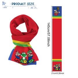 MAJEQZGY Mario Scarf Children's Scarf Winter Scarf Mario Autumn Winter Neckerchief Neck Warmer Christmas Scarf for Children Boys Girls Teenagers, red