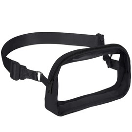 INTINI Clear Fanny Pack for Stadium Events – Small, Plus size Waist Transparent Belt Bag Sports, Concerts, and Festivals Black