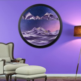 AECEVAN Wall Mount Moving Sand Art, 17.3'' Wall Mounted Rotate Sculpture 3D Deep Sea Sandscape Moving Display Round Glass Sandscape Moving Flowing Sand Frame, Wall Art Decor for Home Office