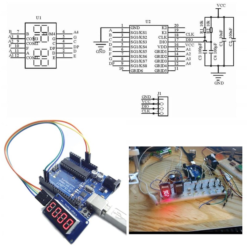 DUBEUYEW Display Module TM1637 0.36'' 4-Digit 7 Segment 4 Bits