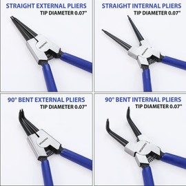 WORKPRO 4-Piece Snap Ring Pliers Set, 7-Inch Internal and External Circlip Pliers Kit with Straight and Bent Jaw, For Ring Remover Retaining, Storage Pouch Included