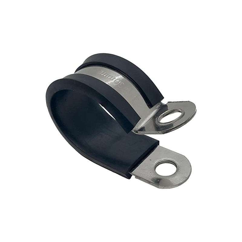 Lumonic 30 mm pipe clamps with rubber insert, stainless steel