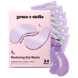 grace & stella Retinol Under Eye Patches for Puffy Eyes & Dark Circles - Restoring Gel Under Eye Masks with Hyaluronic Acid - Birthday Gifts for Women, Bachelorette Party Favors (Purple, 24 Pairs)