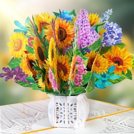 YianHien Pop Up Card Sunflower- 3D Flower Birthday Cards for Women, Wife, Auntie & Mum (Birthday Card, Get Well Soon, Teachers Day, Thank You), Greeting Card for Birthday Congratulations Anniversary
