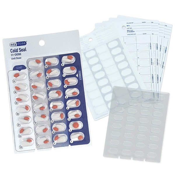 6 Refill Cards for Monthly Cold Seal Blister Pack System (Monthly-Large)