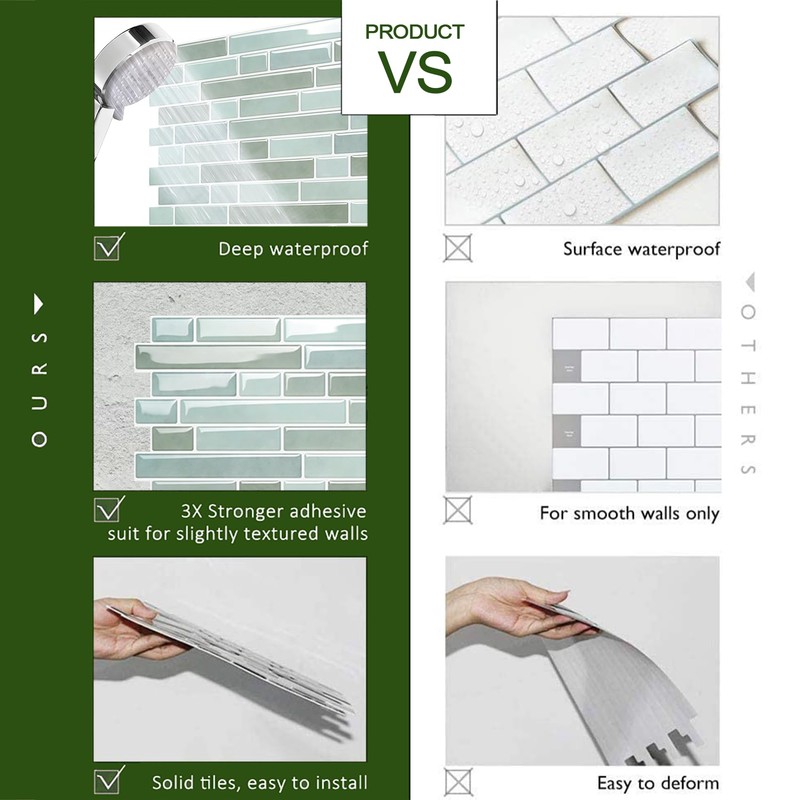 STICKGOO Peel and Stick Backsplash - 10 Sheets of 12”×12”