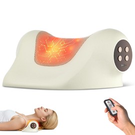 Neck Massager with Heat, Red Light & Vibration Adjustable, Heated Neck Stretcher with 3 Modes, Rechargeable Cervical Traction Device for Pain Relief & Muscle Relaxation, Gift for Women Men