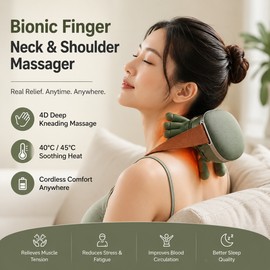 Cordless Neck and Shoulder Massager with Heat – 4D Kneading Massage Pillow for Back, Office and Home Relaxation