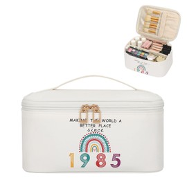 40th Birthday Gifts for Women, Portable Cosmetic Bag with Makeup Brush Organiser Large Capacity Make up Case Water-Resistant Toiletry Bag for Women Travel Essentials(1985)