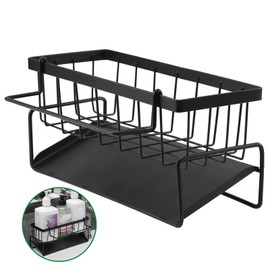 MICHIHOMIE Kitchen Spülbecken Organizer Schwammhalter - Küche Spüle Organizer mit Abnehmbarem Spültuchhalter, Metall Sink Organizer mit Automatisch Abflusspfanne, Kann an die Wand Gehängt Werden