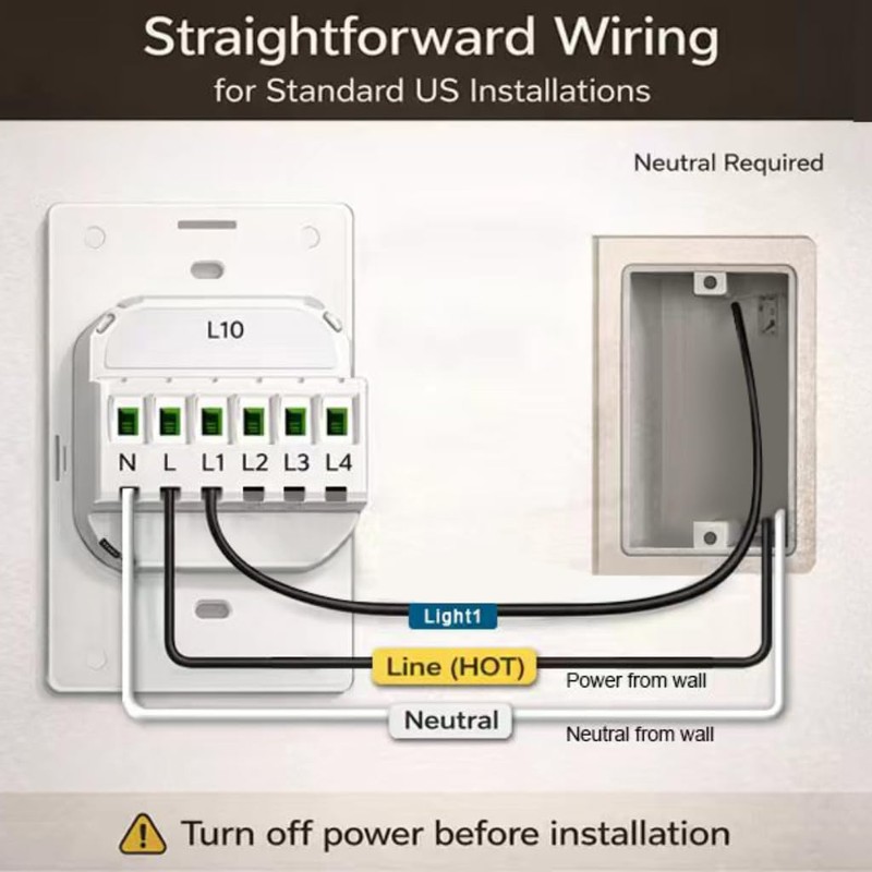 LANBON L10 Smart Dimmer Switch with 4.5" LCD Touch Screen,