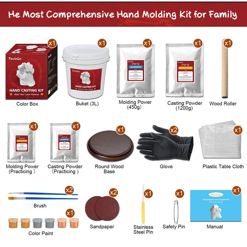 PewinGo Hand Casting Kit With Base - DIY Plaster Mold