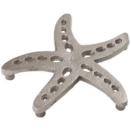 Split P Starfish Metal Trivet, Silver Metal Pot Holder, Coastal Hot Plate Pad, Coaster for Beach House and Summer Home Decor
