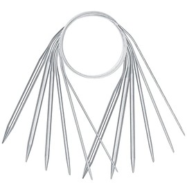 8 Circular Knitting Needles, 40cm Short Round Knitting Needles, Stainless Steel Circular Needles for Knitting,Fixed Circular Knitting Pins with Flexible Cable for Small Project 2/3/4/5/5,5/6/8/10mm