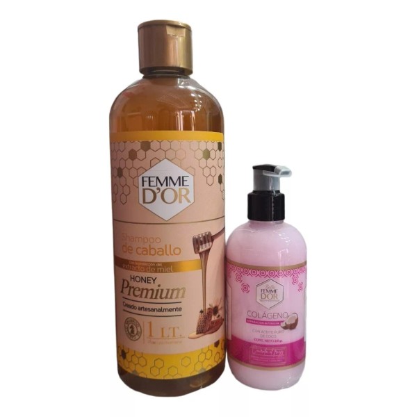 Femme D'or Shampoo Honey Premium 1lt + Colágeno 250ml Belle Femme Dor