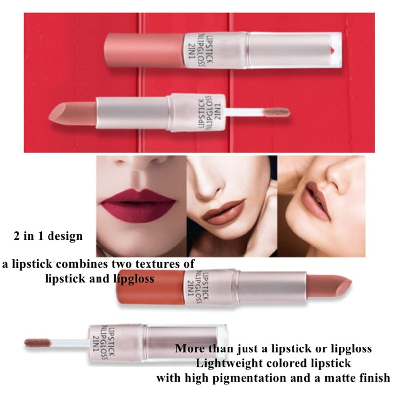 2-in-1 matte lipstick, no grainy feeling lipstick with long-lasting moisturising,