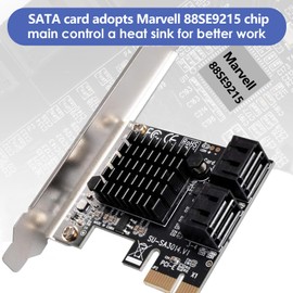 PCIE 1X SATA Card 4 Ports, with 4 SATA Cables and Low Profile Bracket, PCIE to SATA 3.0 6 Gbps Controller, PCIE to SATA Expansion Card, SATA Controller, SATA PCIE Card, Marvell 88SE9215 Chipset