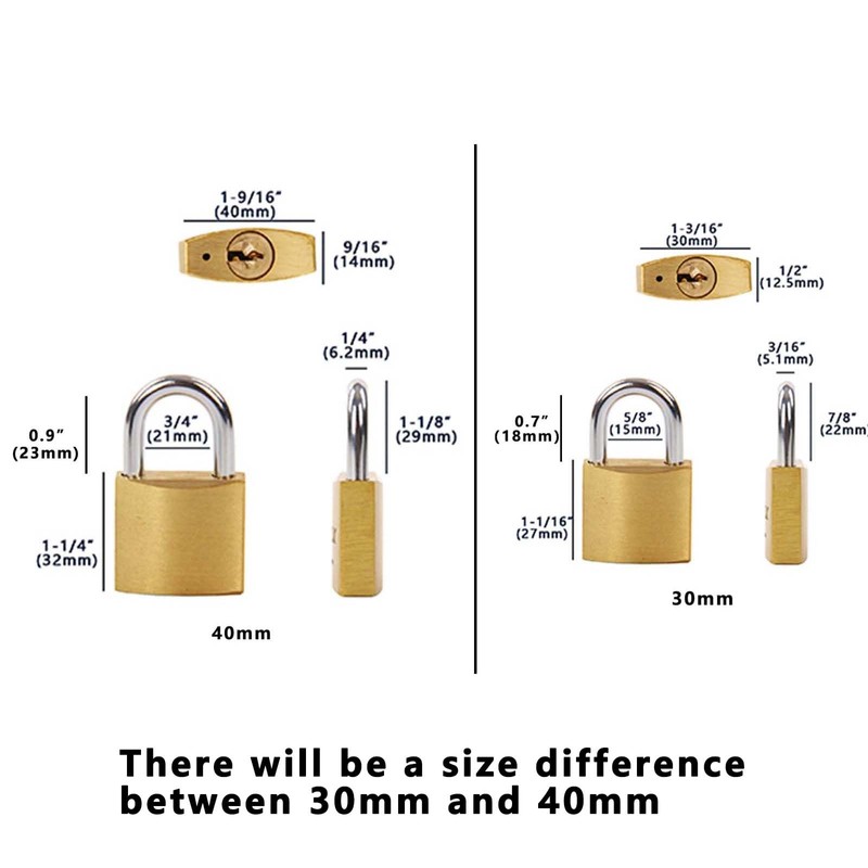 SEPOX® 3Pcs Pack Heavy-Duty Solid Brass Padlocks with Same Keys