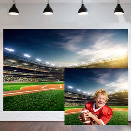 Baseball Backdrop,Sports Field Photography Background,Outdoor Sports Themed Party Decorations,American Football for Baby Shower Birthday Photo Studio Shoot Props-7x5FT