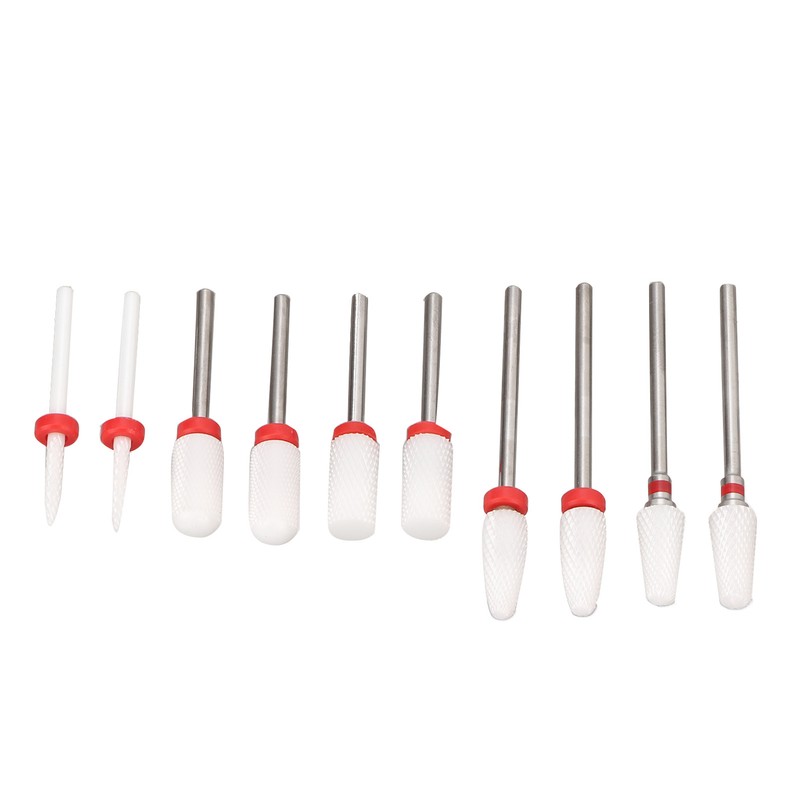 10pcs Nail Art Drill Bits Set Remove Nail Glue Stainless