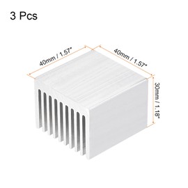 MECCANIXITY Electronic Heat Dissipation Cooler Aluminium Heatsink 40x40x30mm for CPU Silver Tone Pack of 3