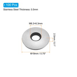 PATIKIL 304 Stainless Steel EPDM Bonded Sealing Washers, 100 Pieces 1/4"x3/4" Neoprene Rubber Washers Bonded Sealing Gasket for Marine Roof Bolt Supply (#14)