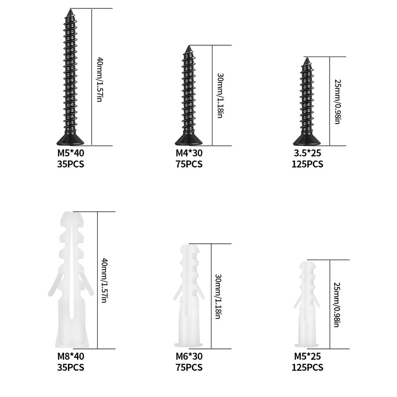 470 Pcs Assorted Screws and Wall Plugs Set, M4 M5