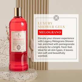 Logevy Melograno Shower Gel – Indulgent Pomegranate Aroma Made from the Best Skin-Friendly Ingredients, Rich in Nutritional Properties for Rejuvenating, Hydrating, and Soothing Action – 500ml