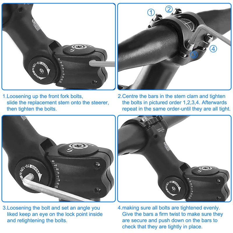 Tunejoy Bicycle Handlebar Stem ± 60° Adjustable Bicycle Handlebar Riser