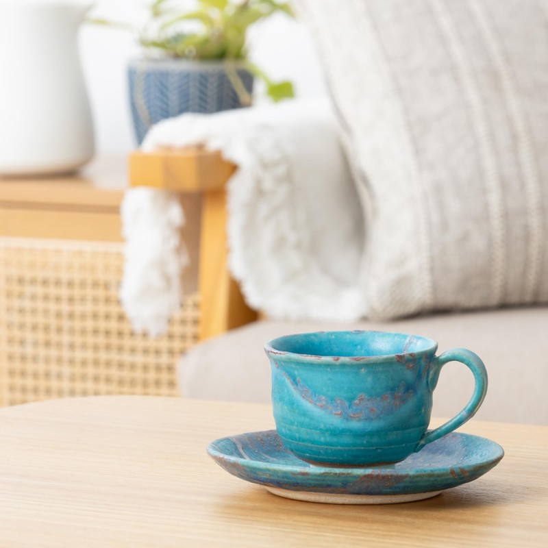 Marui Seitou Shigaraki-Yaki Hechimon Cup & Saucer Capacity Approx. 210ml