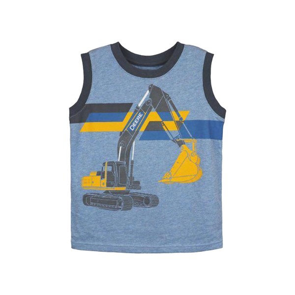John Deere Blue Sleeveless Muscle T-Shirt Excavator Boy Sizes 5