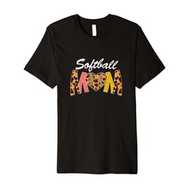 Softball Mom Leopard Print Vintage Mother's Day Premium T-Shirt