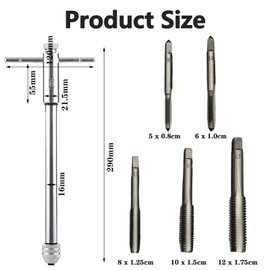 Bamyli Tap Wrench for Taps, Adjustable T-Handle Ratchet Tap Wrench, Long Tool Holder for M5-M12, with Extendable Thread Drill Holder, Ideal for Precise Thread Cutting