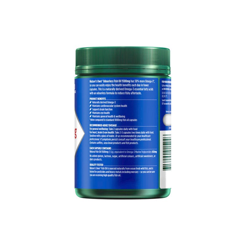 Nature's Own Odourless Fish Oil 1500Mg 200 Capsules