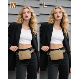 Capolo Fanny Packs for Women Fashion Waist Packs Bag with Adjustable Strap and 6 Zipper Pockets Waterproof Everywhere Crossbody Belt Bag for Workout Running Travelling(Khaki, Large)