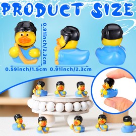 Realspring 24 Pcs Mini Resin Baseball Ducks Figurines Miniature Sport Duck Statues for Micro Landscape Ornament Dollhouse Garden Accessories(Hockey)