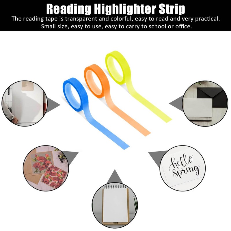 6 Rolls Highlighter Tape, Removable Neon Fluorescent Tape, Clear Marker
