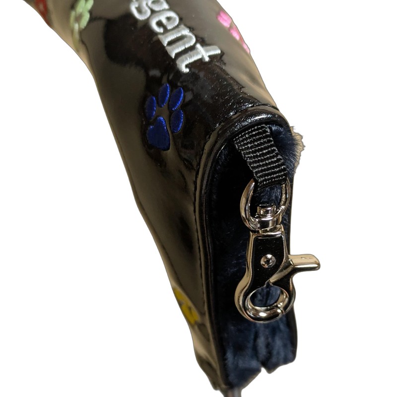 Paw Embroidered Golf Putter Cover Pin Type Magnetic Type (Black)