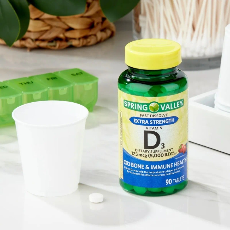 Vitamina D3 5,000iu Corazon Huesos Salud 90 Capsulas Sabor Fresa