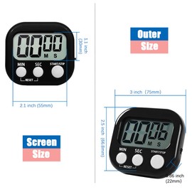 Digital Kitchen Timer Magnetic Backing Stand, Timers for Baking, Kitchen, Study, Exercise Training, Count up&Count down Clock Loud Alarm