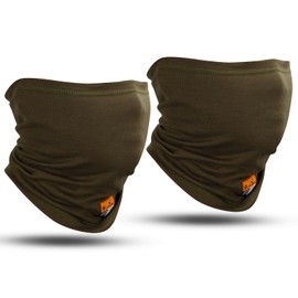 LANLFY 2PCS Lightweight Cooling Face Mask for Men Women, FR Neck Gaiter Scarf for Welding, Racing, Motorcycling - Army Green