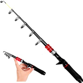 EHERDM Telescopic Fishing Rod Mini Portable Pole for Saltwater and Freshwater Lightweight and Compact Spinning Rods 5.25ft