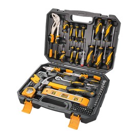 TOLSEN 89-Piece Tool Set Household Tool Kit, Hammer, Screwdrivers, Drill Bits, Socket Wrench, Hex Key, Tape Measure, Plastic Toolbox Storage Case
