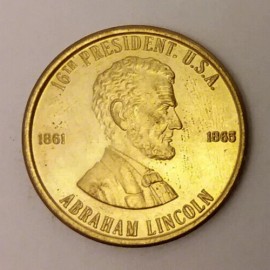 Vintage Brass / Bronze Abraham Lincoln 16th President Coin, Medal or Token