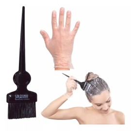 Splash!! Brocha Para Aplicar Tinte Con Par De Guantes 4 Pzs