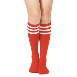 Knee High Socks Tube Striped Socks Long Socks for Women Athletic Socks Thigh High Stockings Outdoor Sport 1 Red White One Size