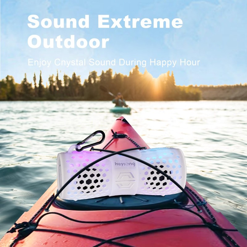 HEYSONG Bluetooth Speaker, Portable Waterproof Shower Speakers with Lights, IPX7