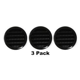 2" Round Plastic Louver Soffit Air Vent Reptile Screen Grille Cover Multiple Colors/Quantities (3, Black)