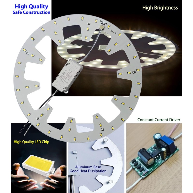 Zhairdalstar 24W LED Flush Mount Ceiling Fan Ring Light Kit